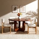VECHOO Esszimmerstuhl Gummibaumholz Beige 2er Set Bild 2