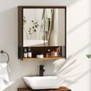 HOMCOM Spiegelschrank Braun mit Soft-Close Tür und Regalen Bild 2