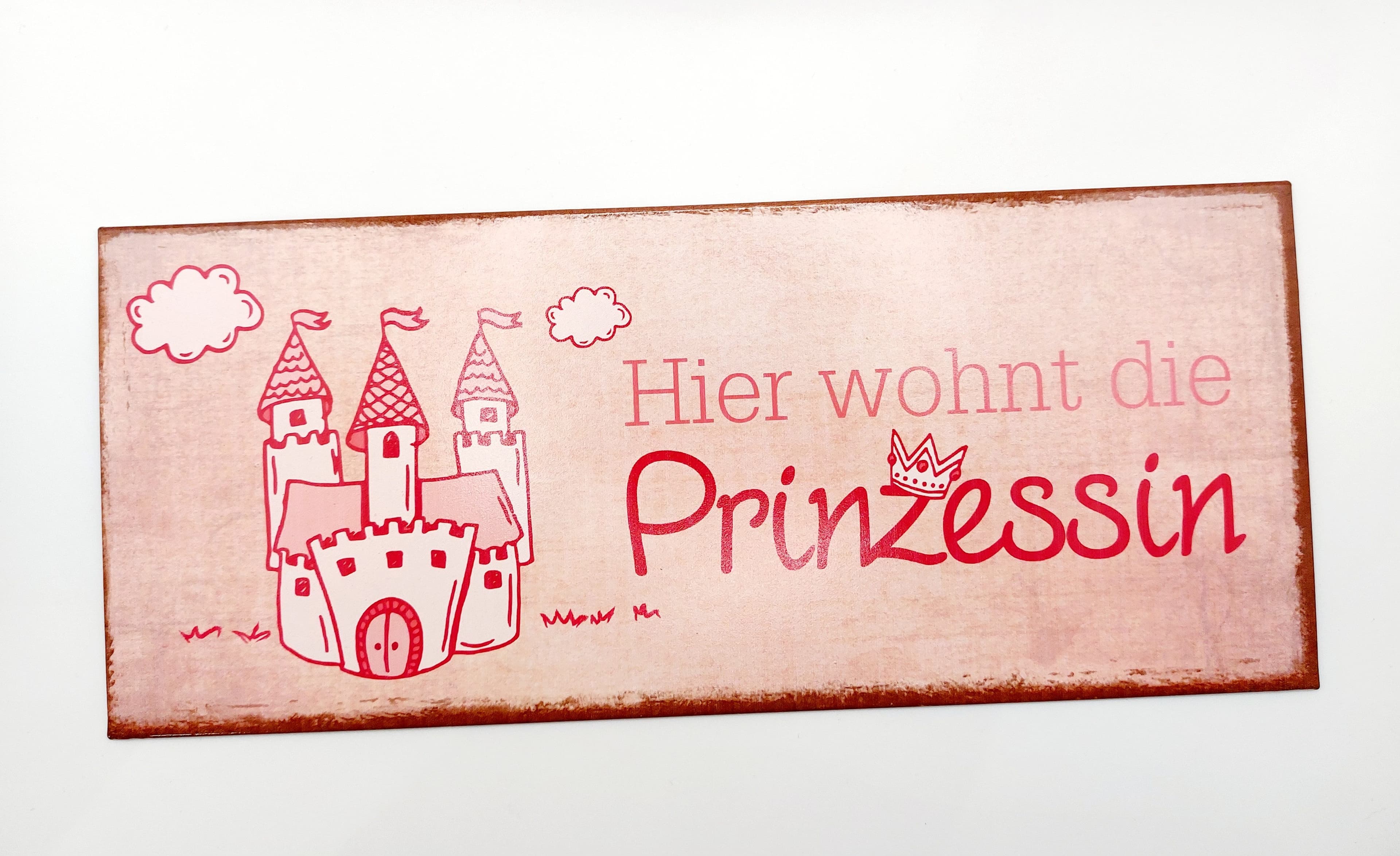 La Vida Geschenk für Dich Metallschild Türschild Rosa für Mädchen Hier wohnt die Prinzessin