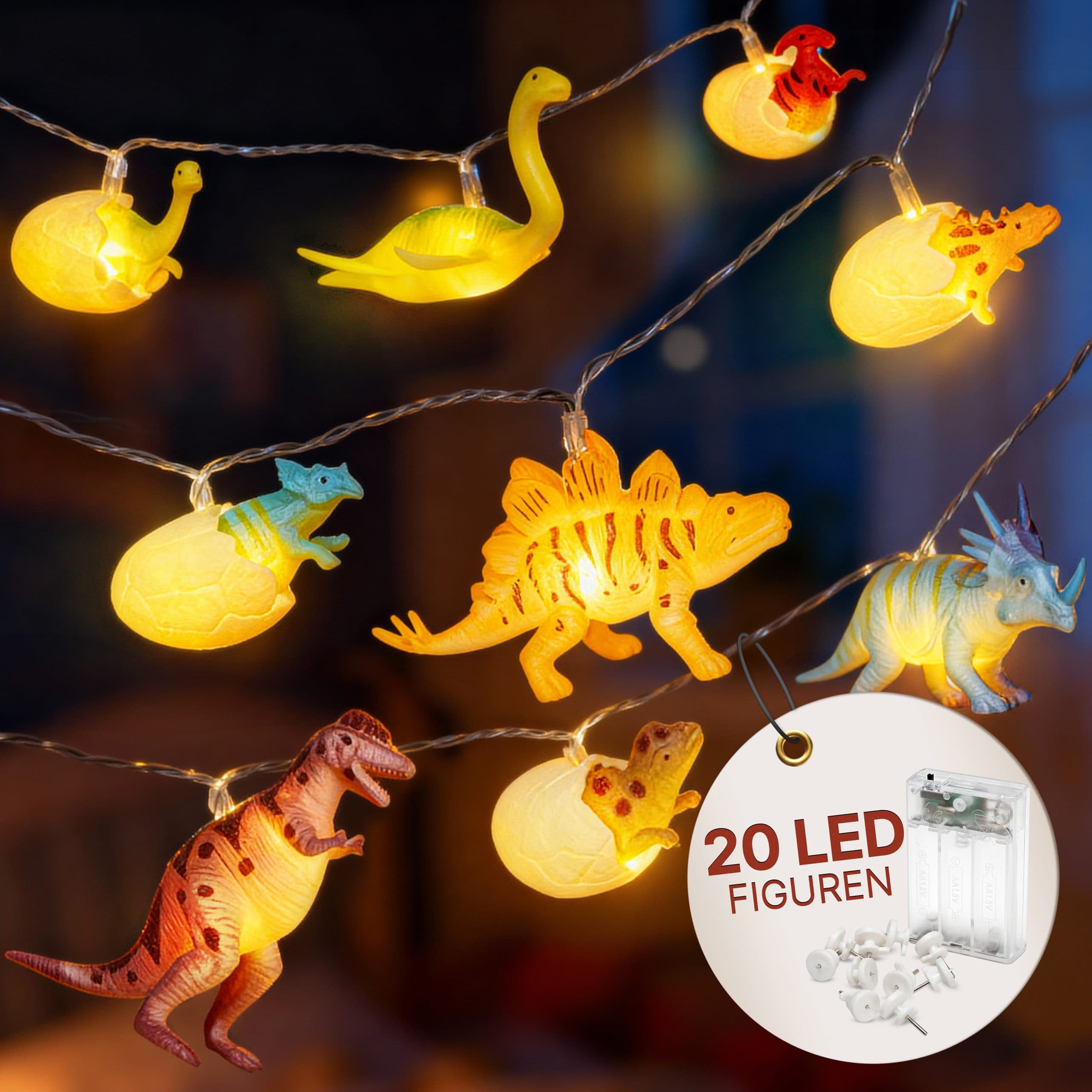 COZY HOME LED-Lichterkette Dino 12 LED Warmweiß Batterie und Stecker - Bild 2