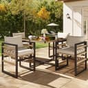 Merax Garten-Essgruppe 5-tlg. Handgeflochtenes Gartenmöbel Gartensofa-Set Beige Bild 2
