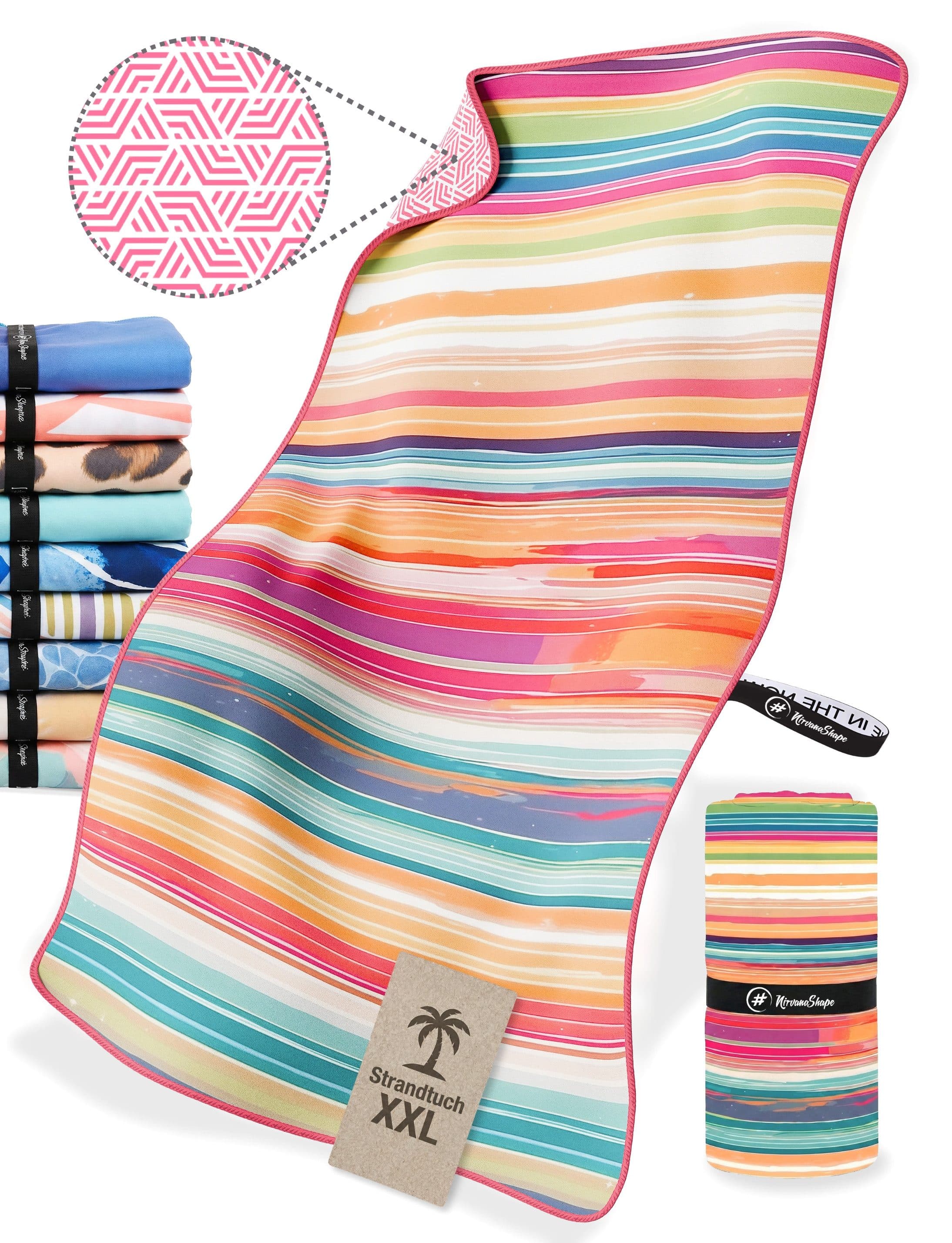 NirvanaShape Strandtuch XXL Mikrofaser Bunt mit Gummiband-Schlaufe - Bild 2