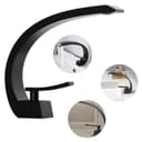 OKWISH Waschtischarmatur Wasserfall Schwarz Einhebel Messing Chrom Bild 2