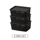 PFCTART Aufbewahrungsbox Stapelbar Schwarz 3er Set mit Deckel Bild 2