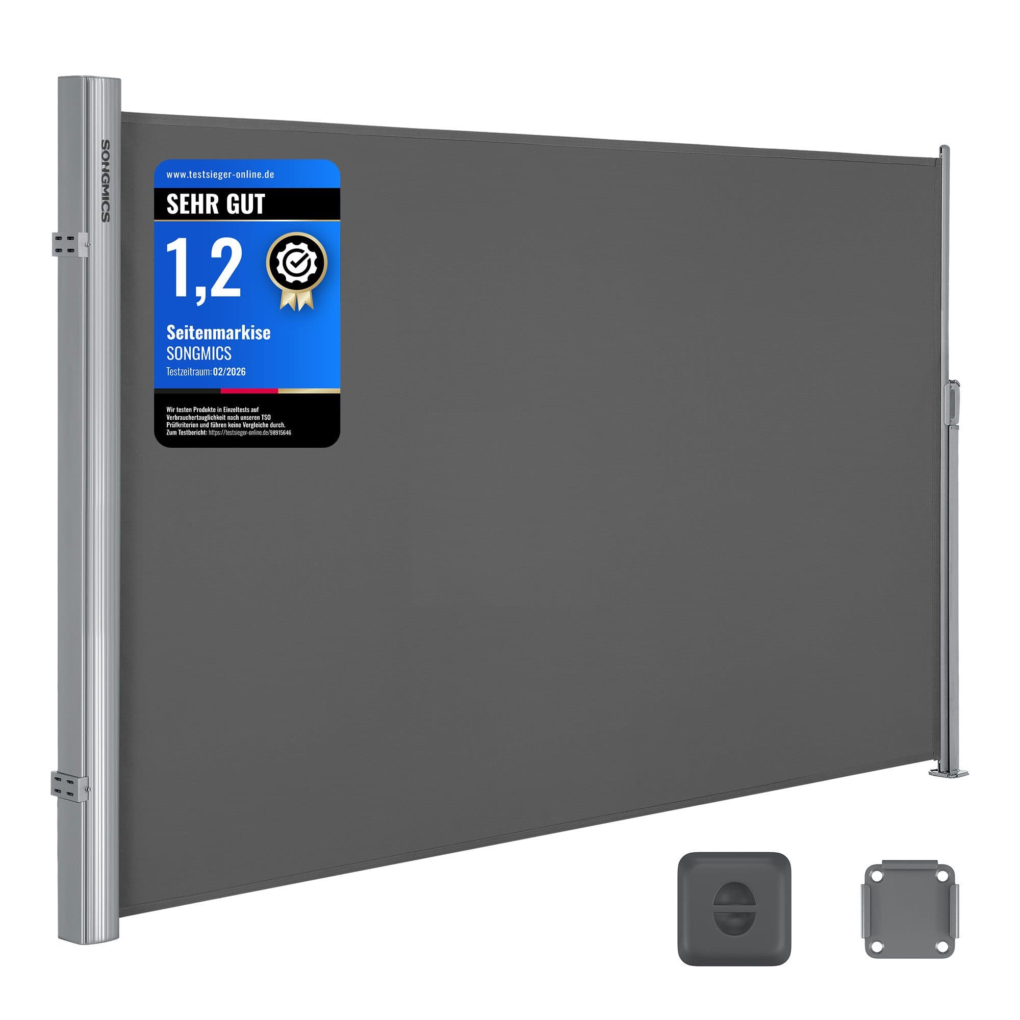 SONGMICS Seitenarmmarkise Alu Sichtschutz 280 g/m² Windschutz ausziehbar - Bild 2