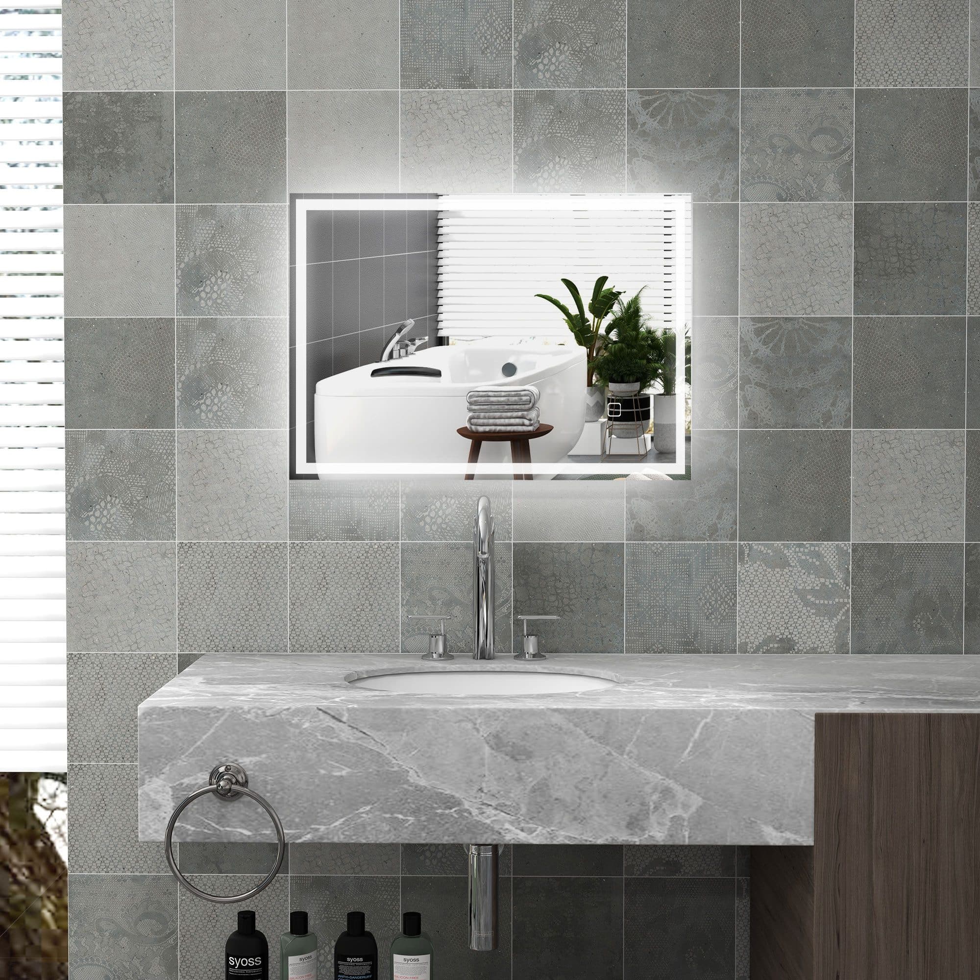 HOMCOM LED Badspiegel Silber mit Touchschalter und Entnebelung - Bild 2