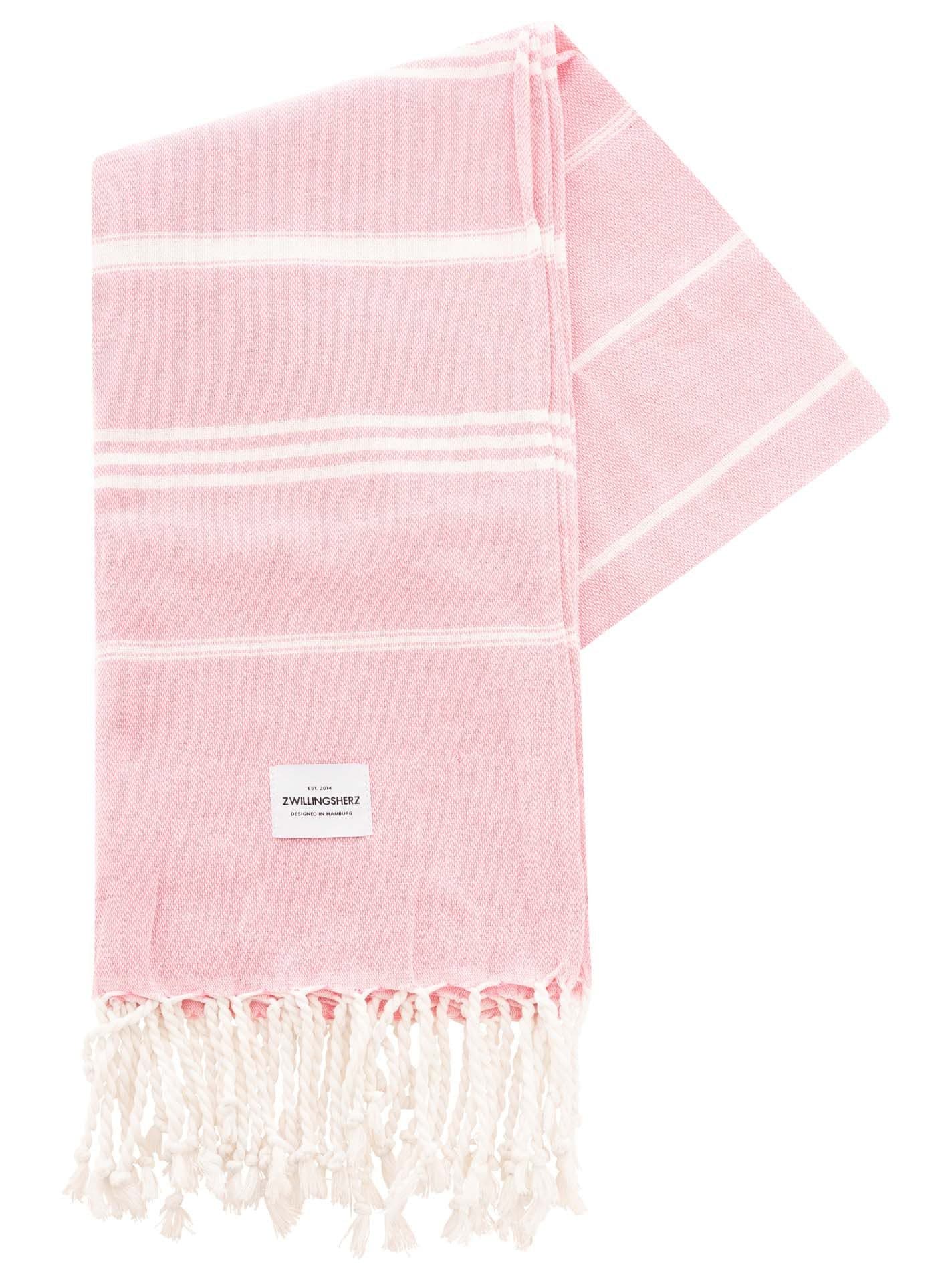 Strandtuch ZWILLINGSHERZ Towel pink gestreift mit Tasseln - Bild 2