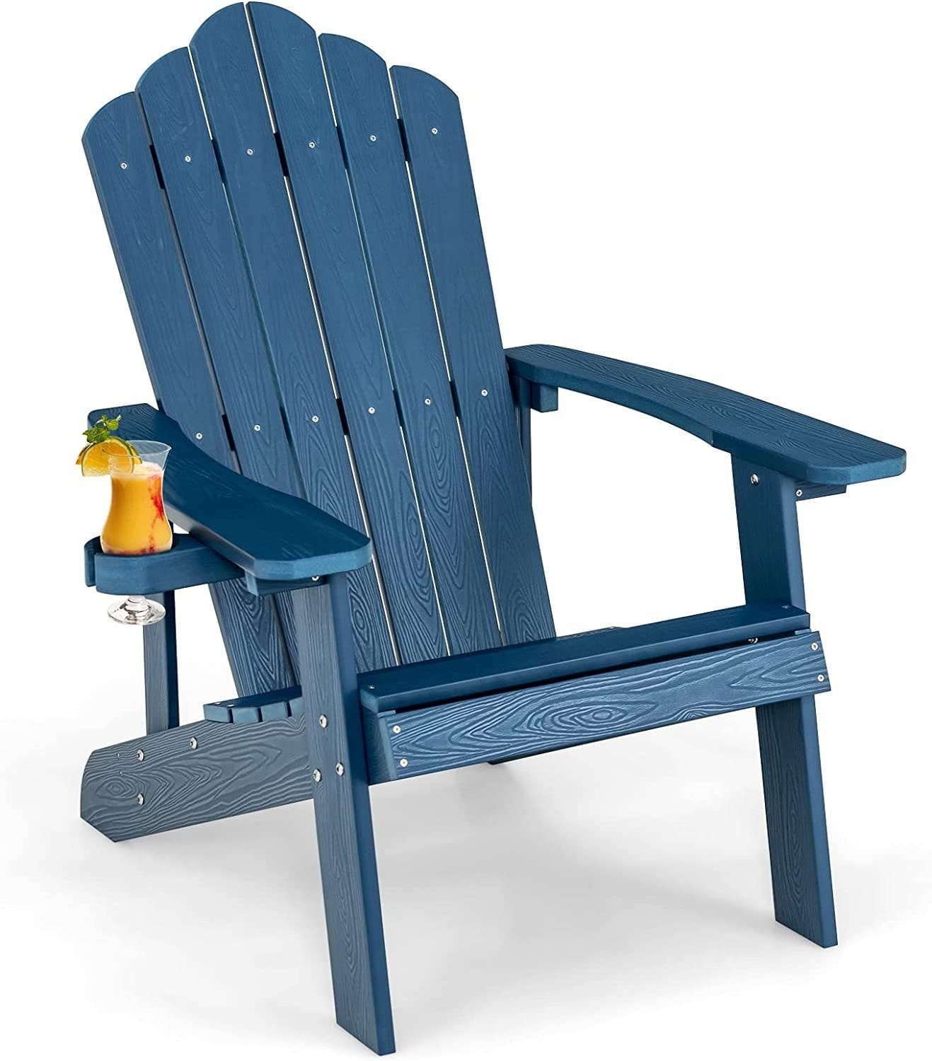 COSTWAY Adirondack Gartenstuhl mit Getränkehalter Blau - Bild 2