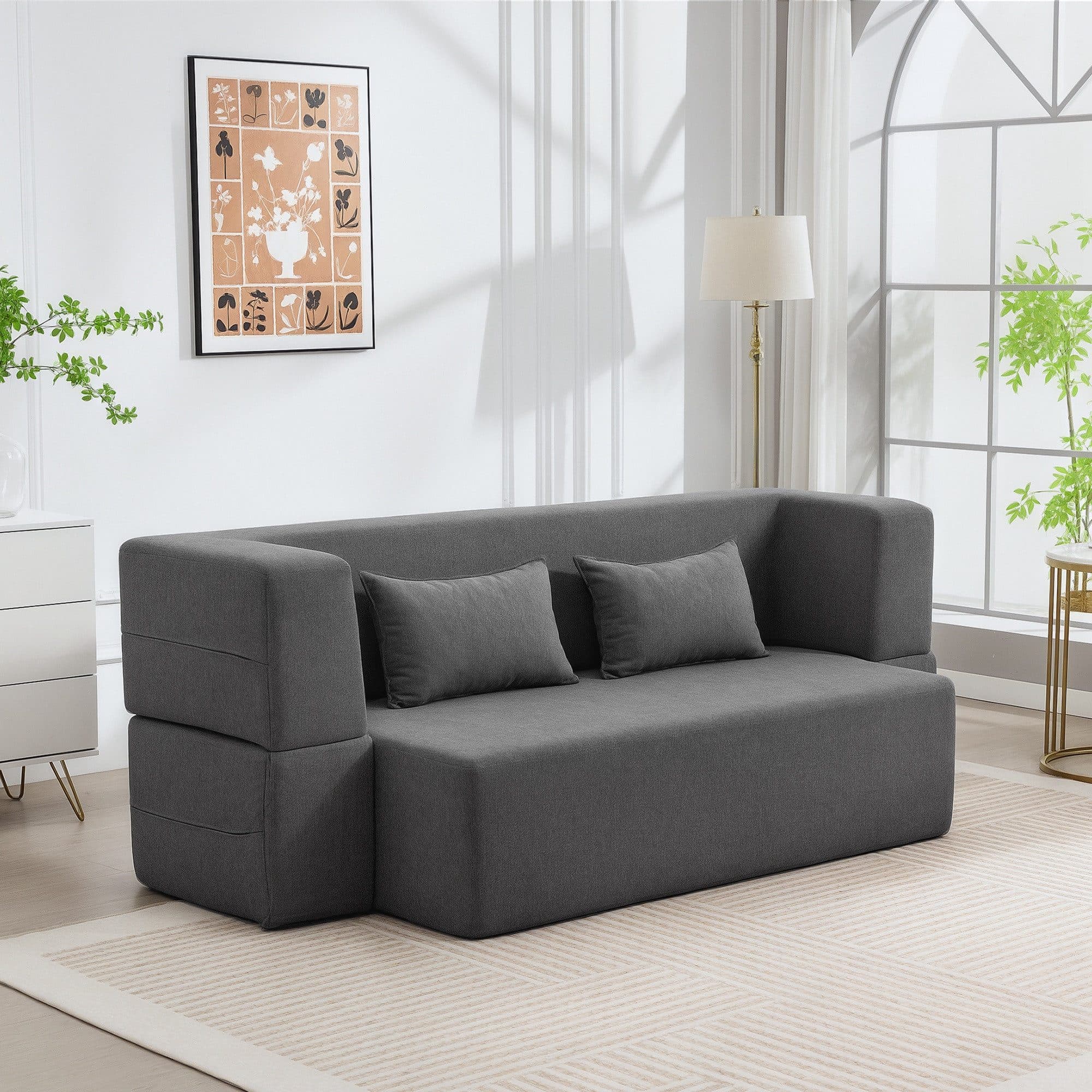HOMCOM Schlafsofa 2.5-Sitzer Grau Verstellbare Couch - Bild 2