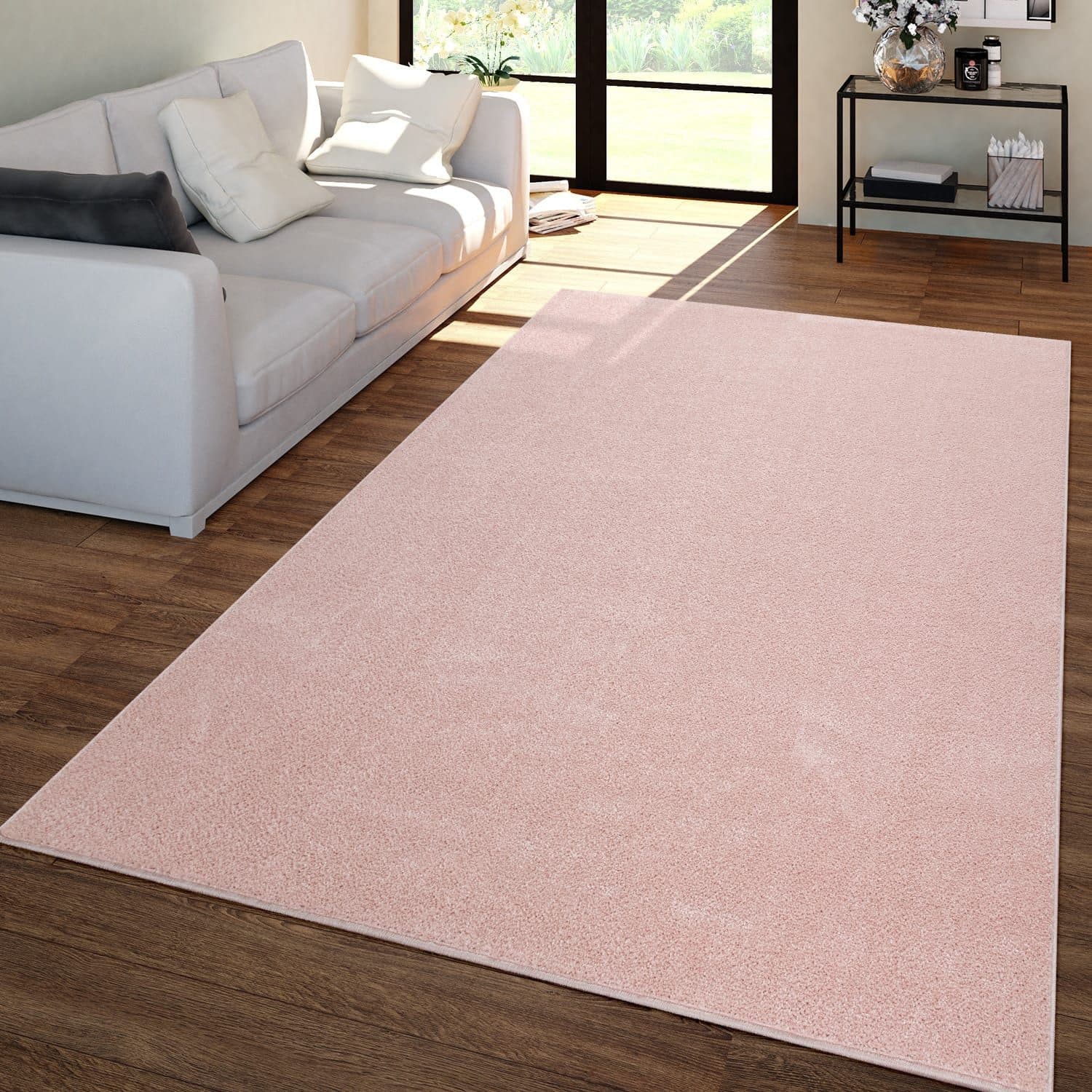 TT Home Teppich Rosa Kurzflor Unifarben Modern - Bild 2