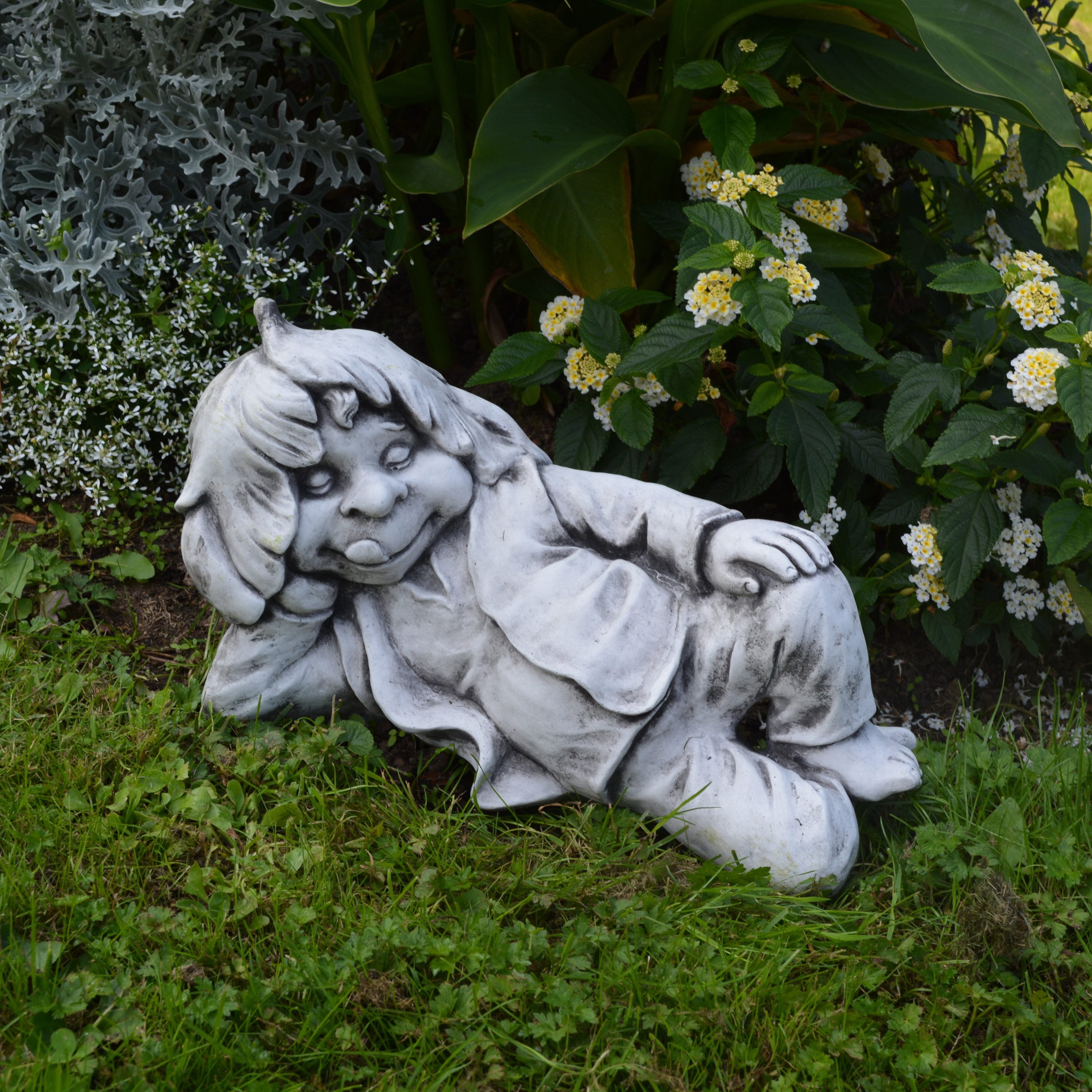gartendekoparadies.de Gartenfigur Gnom Träumer Grau Stein - Bild 2