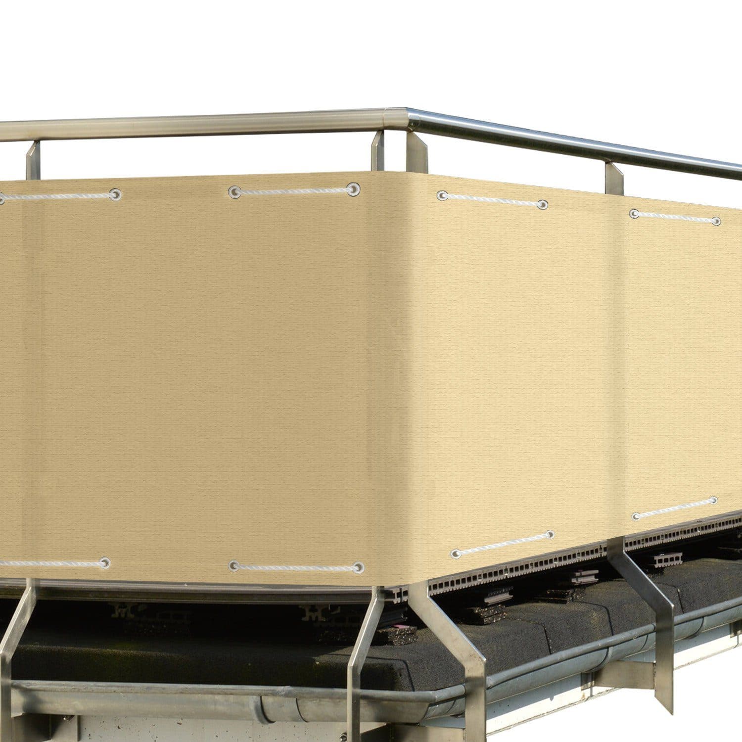 Sol Royal Balkonsichtschutz HDPE blickdicht beige mit Ösen - Bild 2