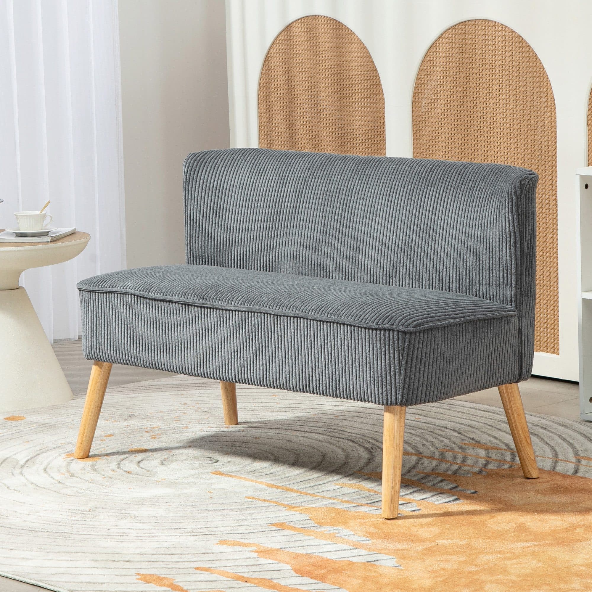 HOMCOM 2-Sitzer Sofa Grau Stoff mit Holzrahmen - Bild 2