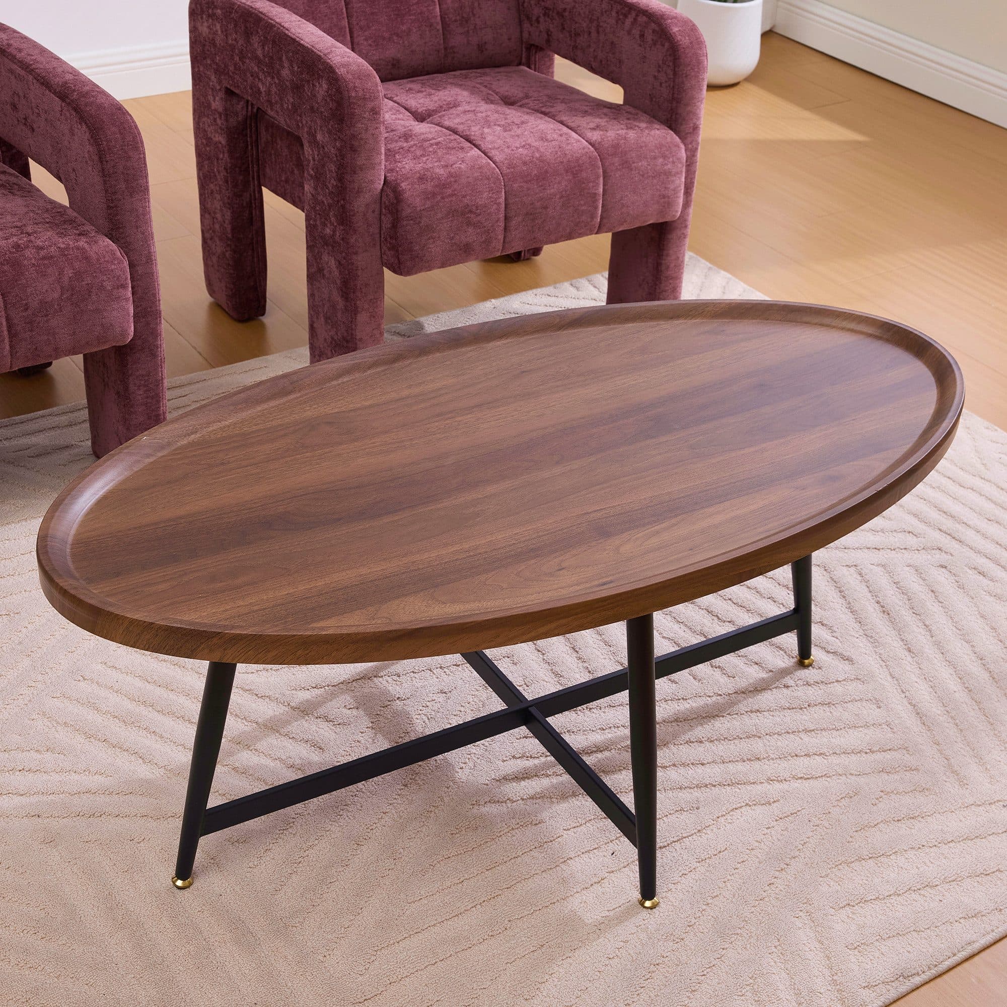 MODFU Couchtisch Oval Braun Metallgestell - Bild 2