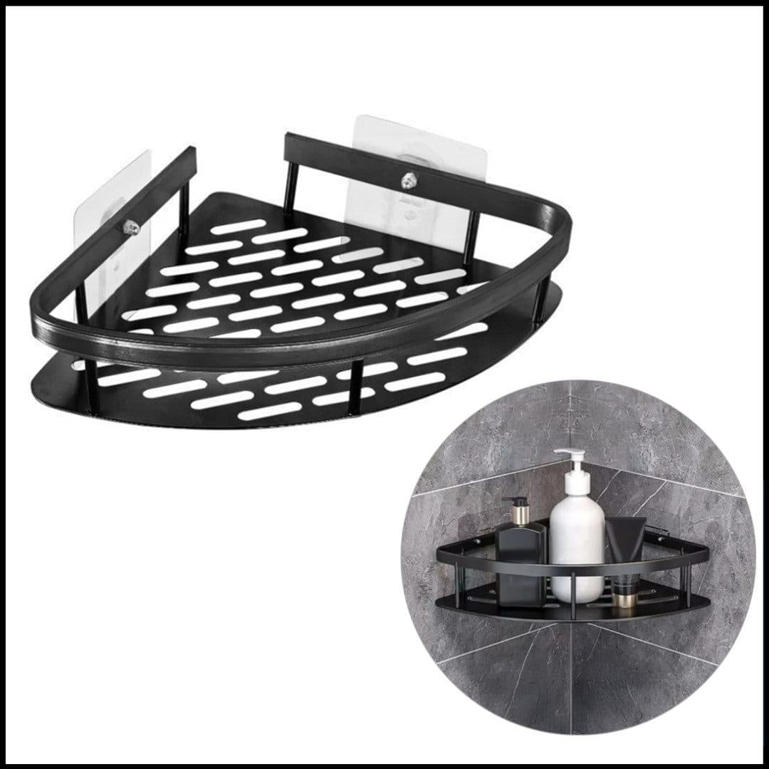 LIVINA HOME Duschablage ohne Bohren, Duschablage zum Hängen, Duschkorb Eck in Schwarz, 1-tlg., Eck Badregal, Duschregal, Duschzubehör, Badezimmerorganizer, +4 Haken - Bild 2