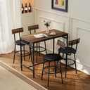 HOMCOM Bartisch-Set 5-tlg. mit 4 Hockern, Industrial Design, Braun/Schwarz Bild 2