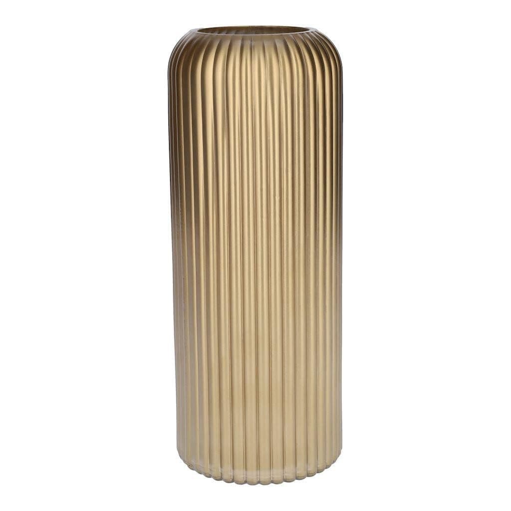 INNA-Glas Dekovase ALBURGIS mit Rillen Gold-metallic