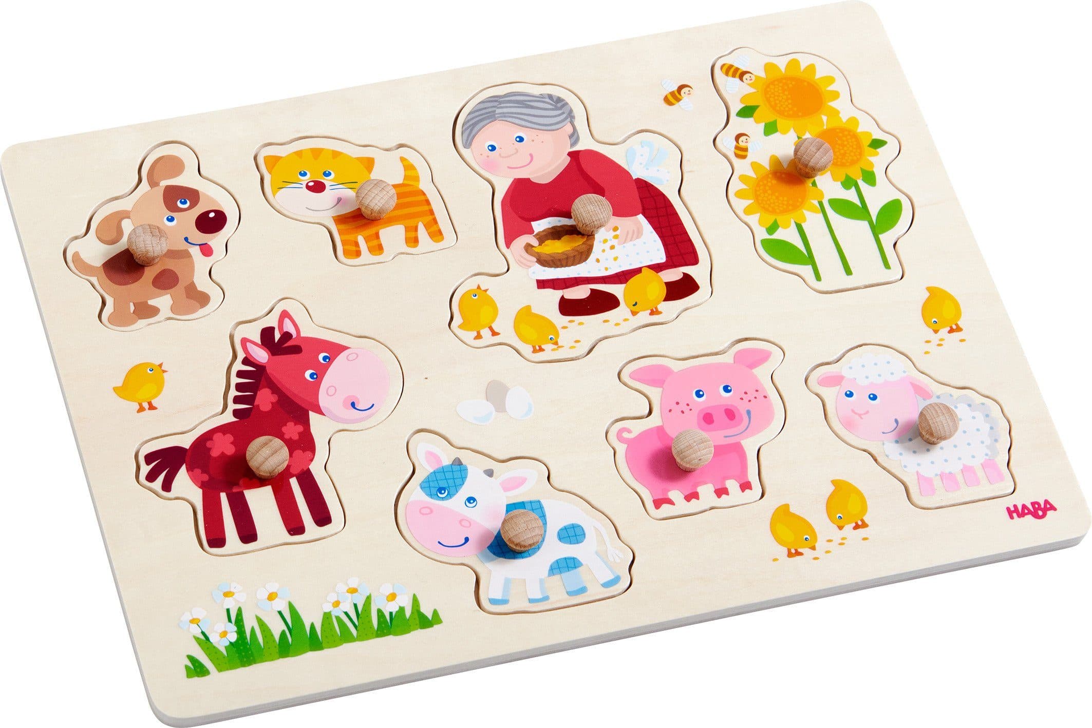 HABA Steckpuzzle Oma Lenis Tiere 8-tlg. Bunt Holz - Bild 2