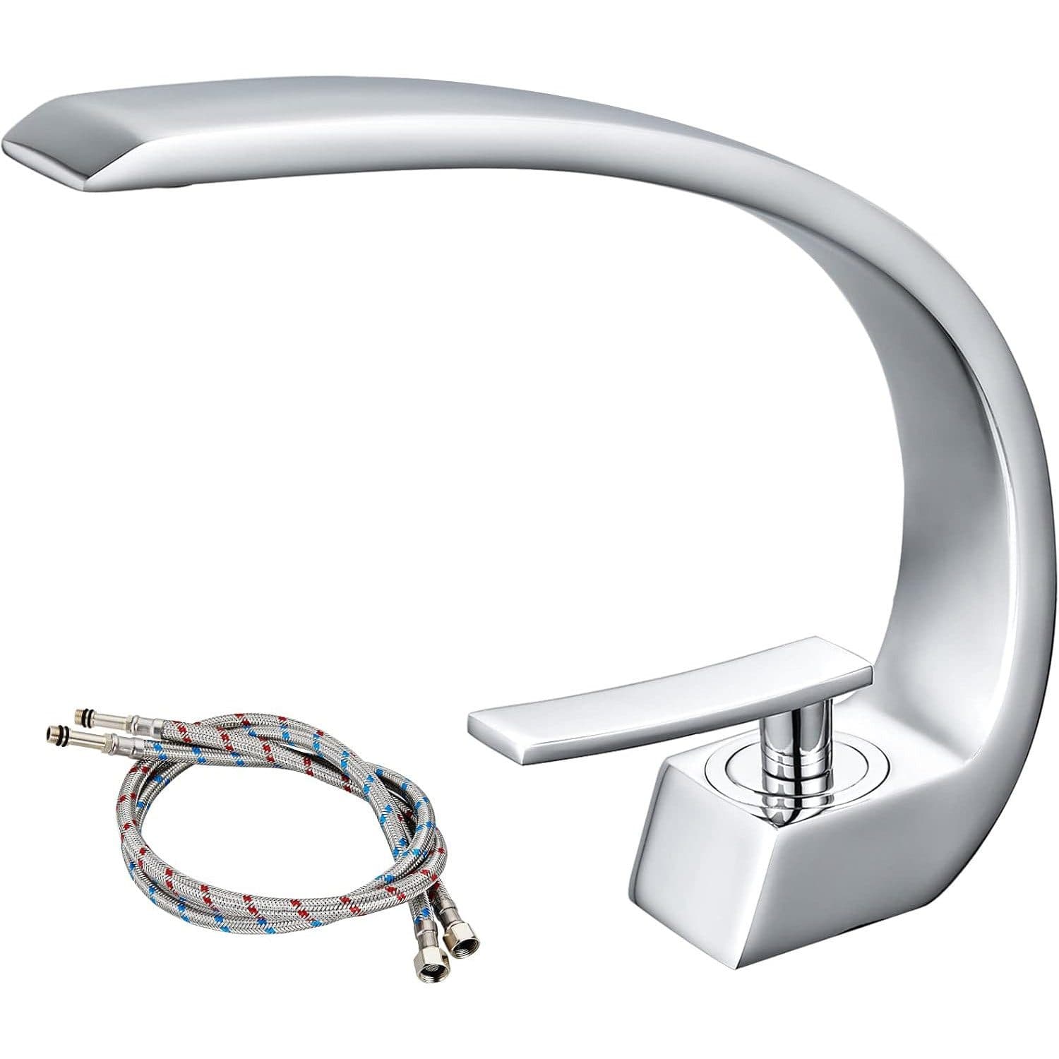OKWISH Waschtischarmatur Wasserfall Bad Wasserhahn Chrom-Finish - Bild 2