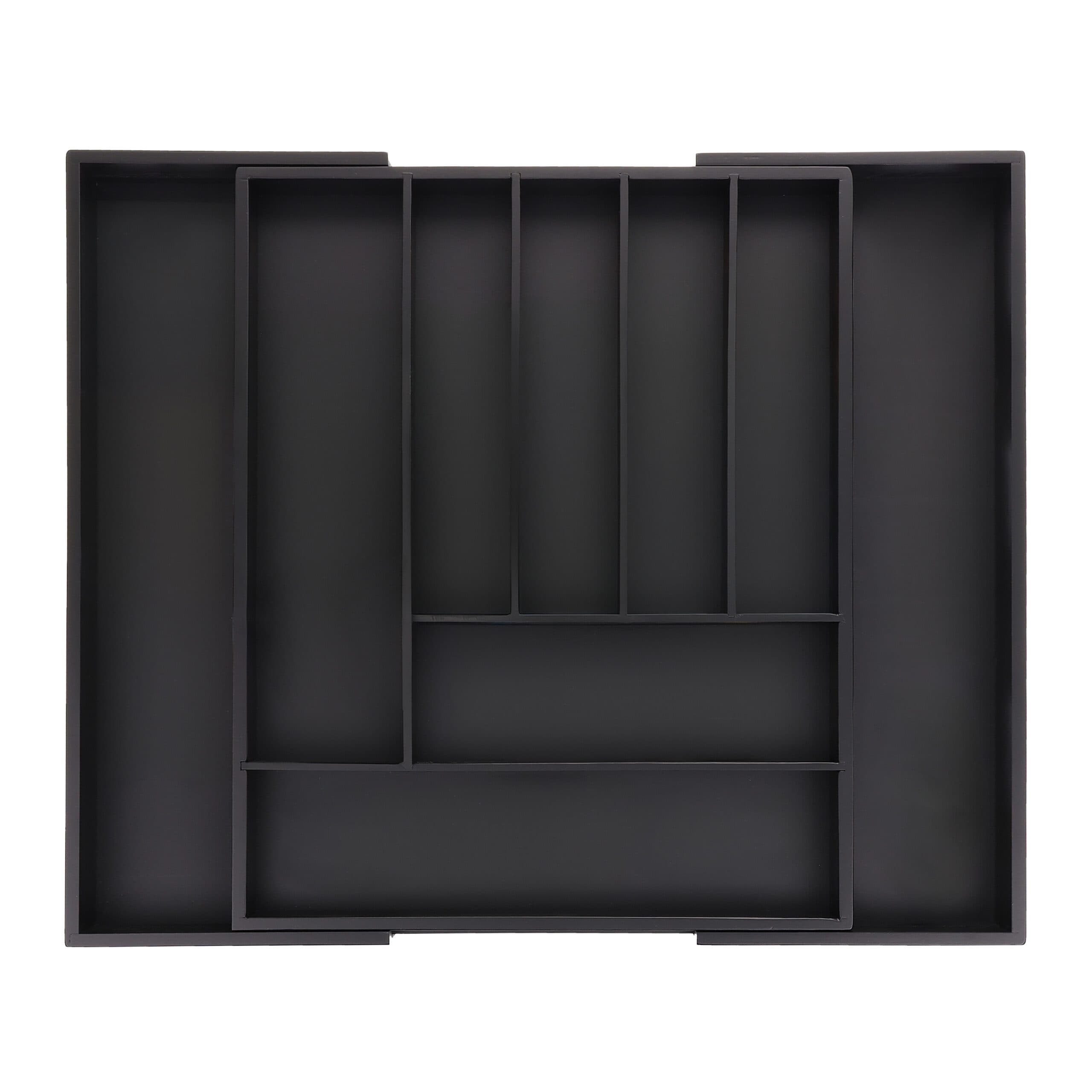 relaxdays Ausziehbarer Besteckkasten Bambus Schwarz - Bild 2