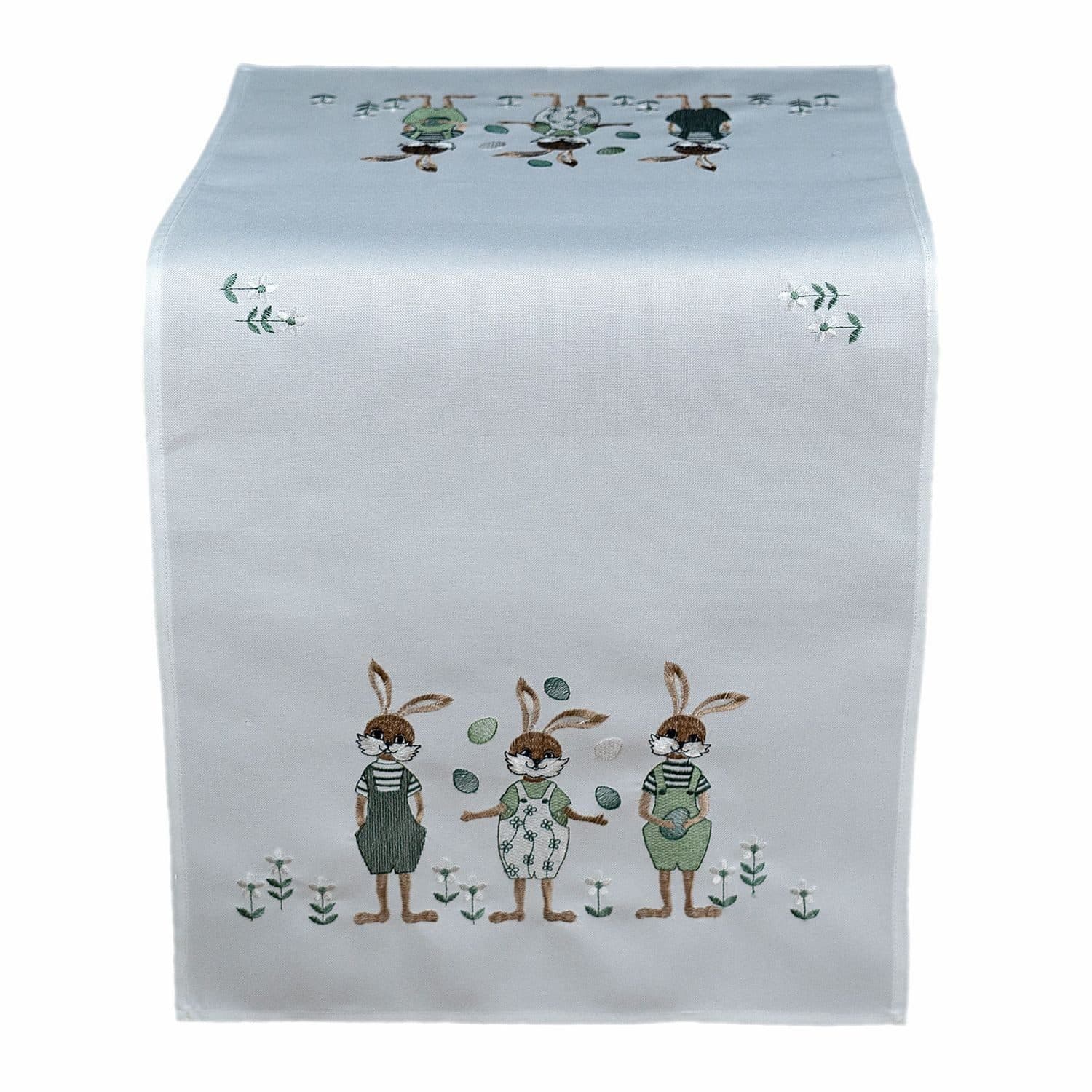 texpot Tischdecke Hasenkinder-Stickerei Ecru