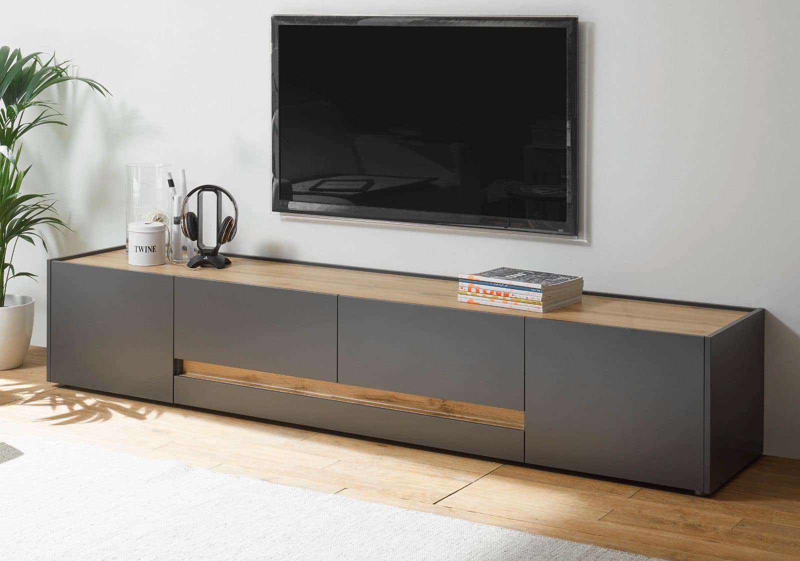 Furn.Design Lowboard Center TV Unterschrank Grau Eiche - Bild 2