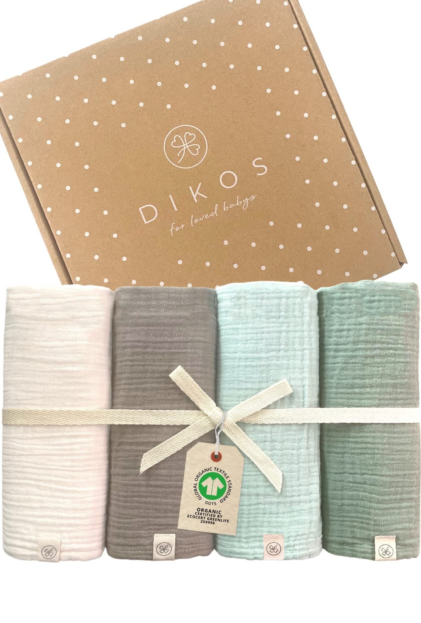 DIKOS Babydecke Mulltücher 4er-SET Gekreppt BIO-Baumwolle Mint Creme - Bild 2