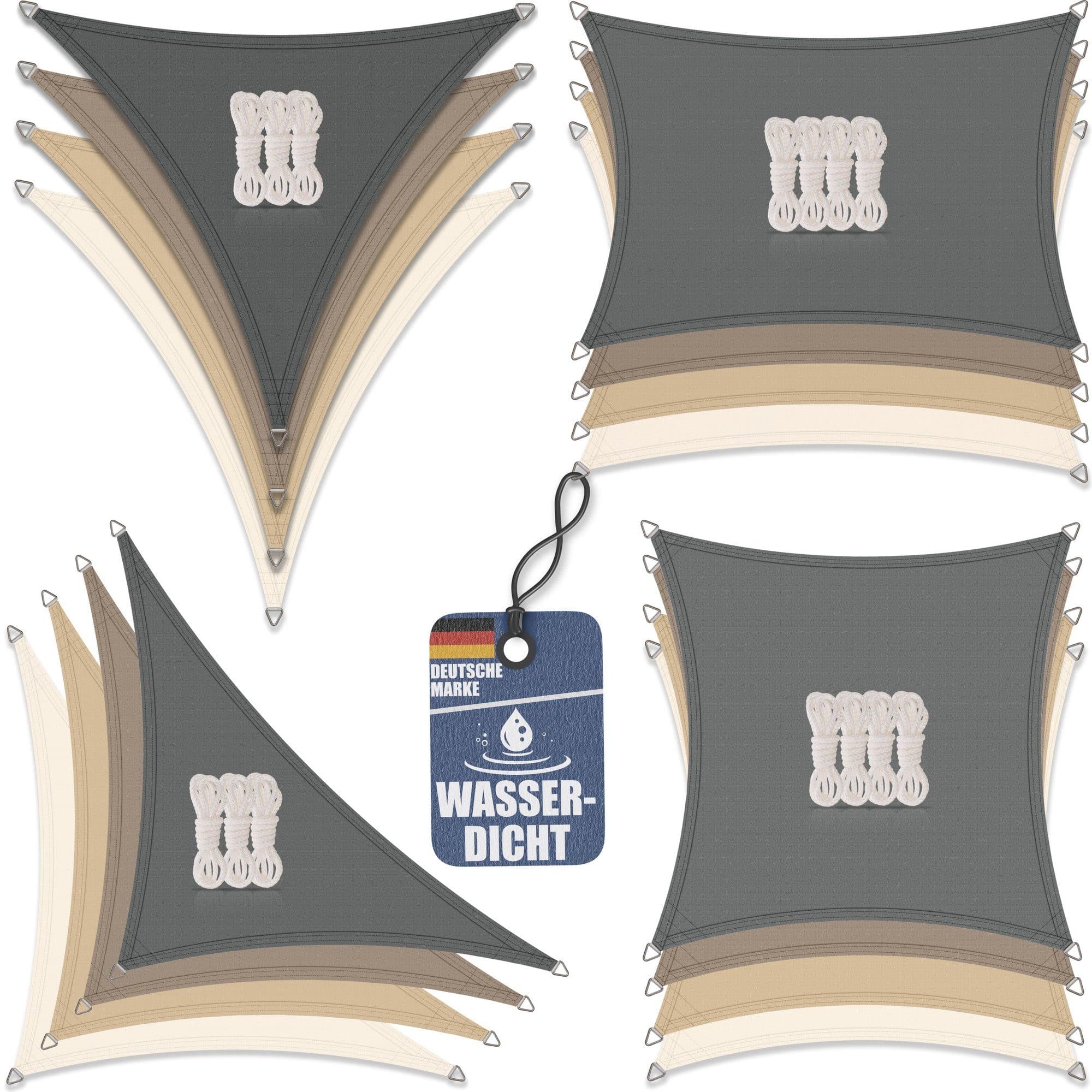 bonsport Sonnensegel 2x2m Quadrat Graphit 100% Polyester - Bild 2