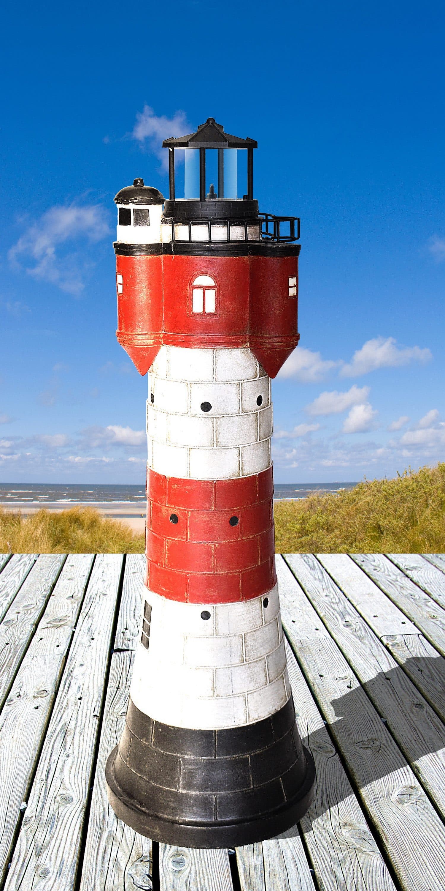 Jürgen Westerholt Solar-Leuchtturm Roter Sand LED Dekoobjekt Rot/Weiß - Bild 2