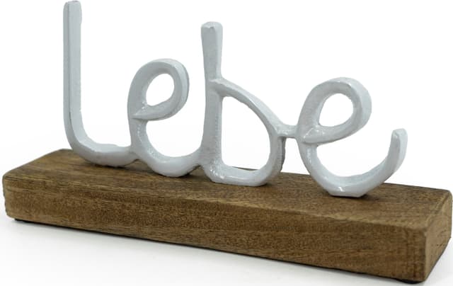 NOOR LIVING Deko-Schriftzug Lebe Liebe Lache aus Holz & Aluminium