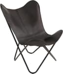 Lesli Living Cocktailsessel Schmetterlingsstuhl Buffalo Schwarz Ziegenleder Metallgestell Bild 2