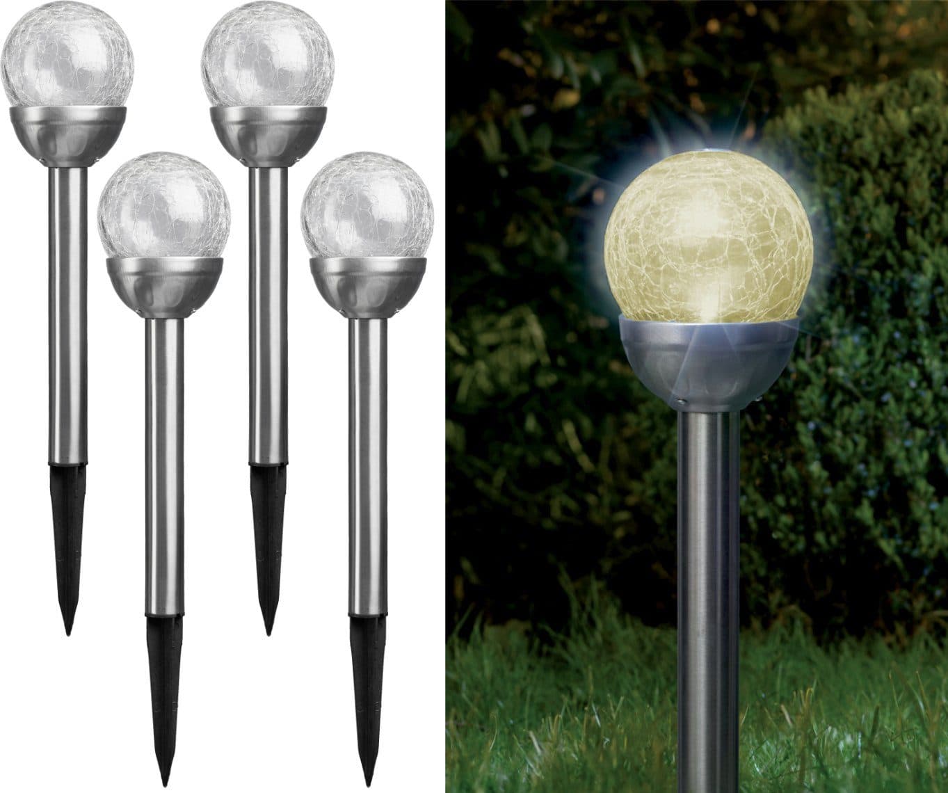 IC Gardenstyle Solarleuchte Edelstahl Bruchglas Warmweiß - Bild 2