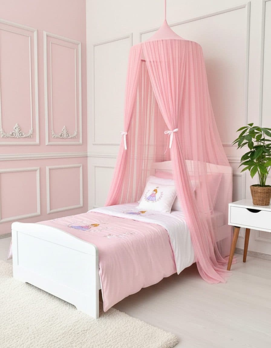 Baby Fancyroom Betthimmel Baldachin 25M Kinderzimmer Moskitonetz Rosa