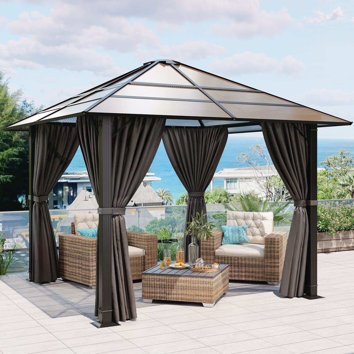 HOMALL Gartenpavillon Aluminium UV-beständig mit Seitenteilen - Bild 2