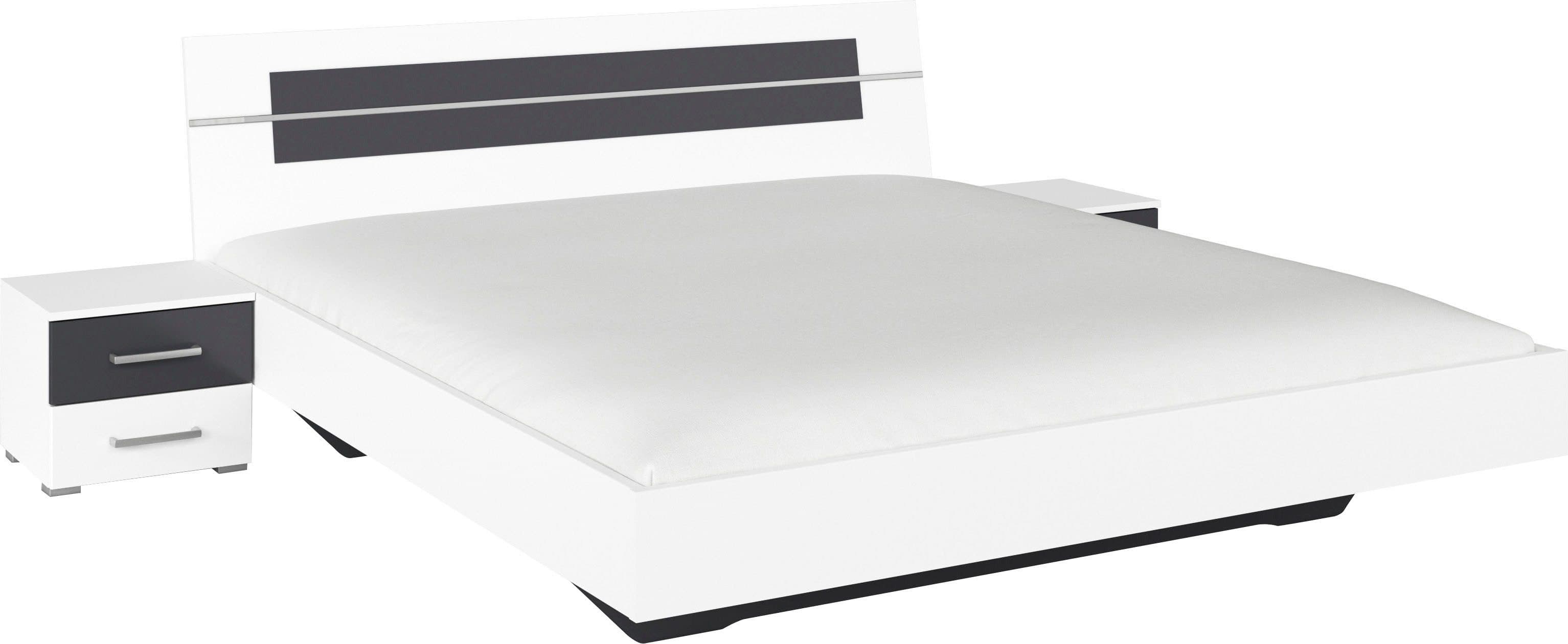 Rauch Bettanlage BURANO Doppelbett mit 2 Nachttischen Weiß/Grau - Bild 2