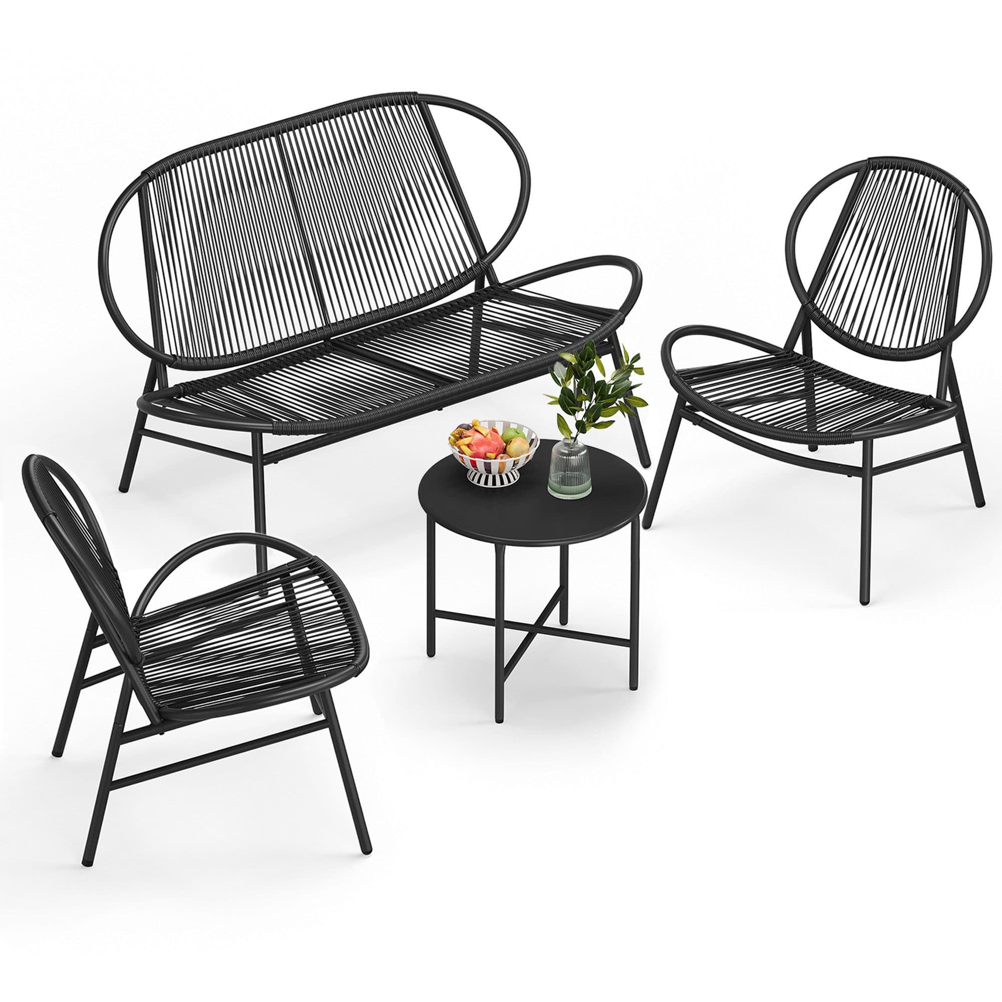 SONGMICS Gartenlounge-Set 4-tlg. Schwarz PE-Polyrattan - Bild 2