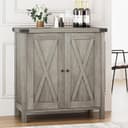 GarveeMore Buffet Sideboard 2 Türen Weiß Grau Landhausstil Bild 2