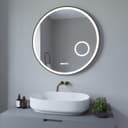 AQUALAVOS LED Badspiegel Rund 80cm Schwarz Silber Touch Dimmbar Anti-Beschlag Bild 2