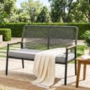 TLGREEN Gartenbank Rattan 2-Sitzer Grau mit Kissen Bild 2