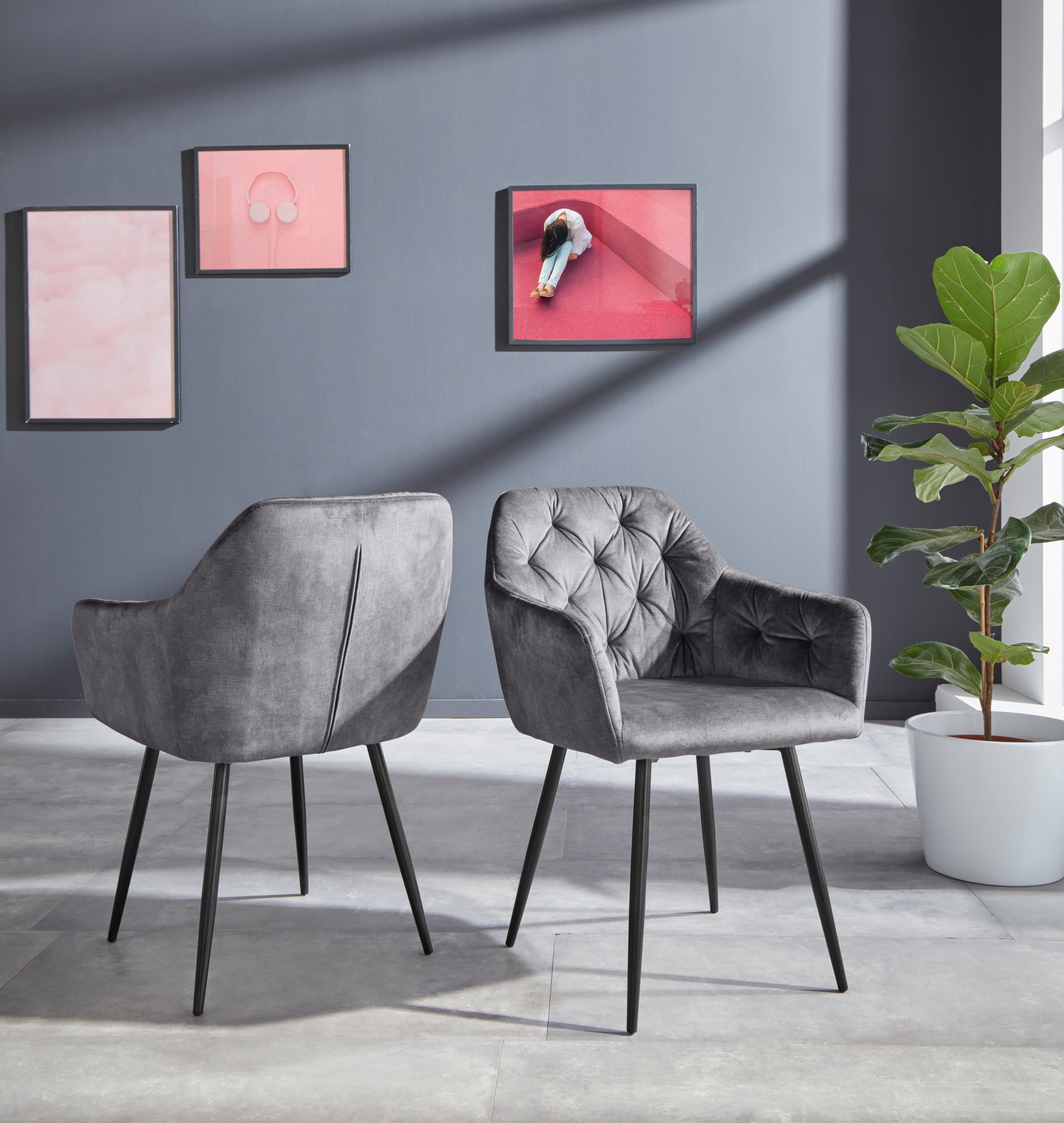 HELA Kira Schalenstuhl Boho Grau Schwarz Samt - Bild 2