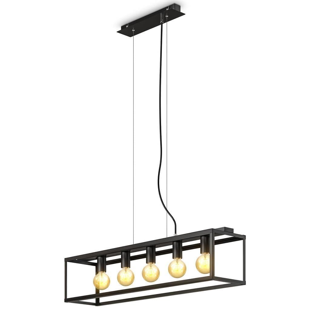 B.K.LICHT Pendelleuchte Schwarz 5-flammig E27 Metall Käfig Design - Bild 2