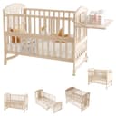 OKWISH Babybett Kiefernholz Natur Beistellbett verlängerbar mit Wickelaufsatz Bild 2