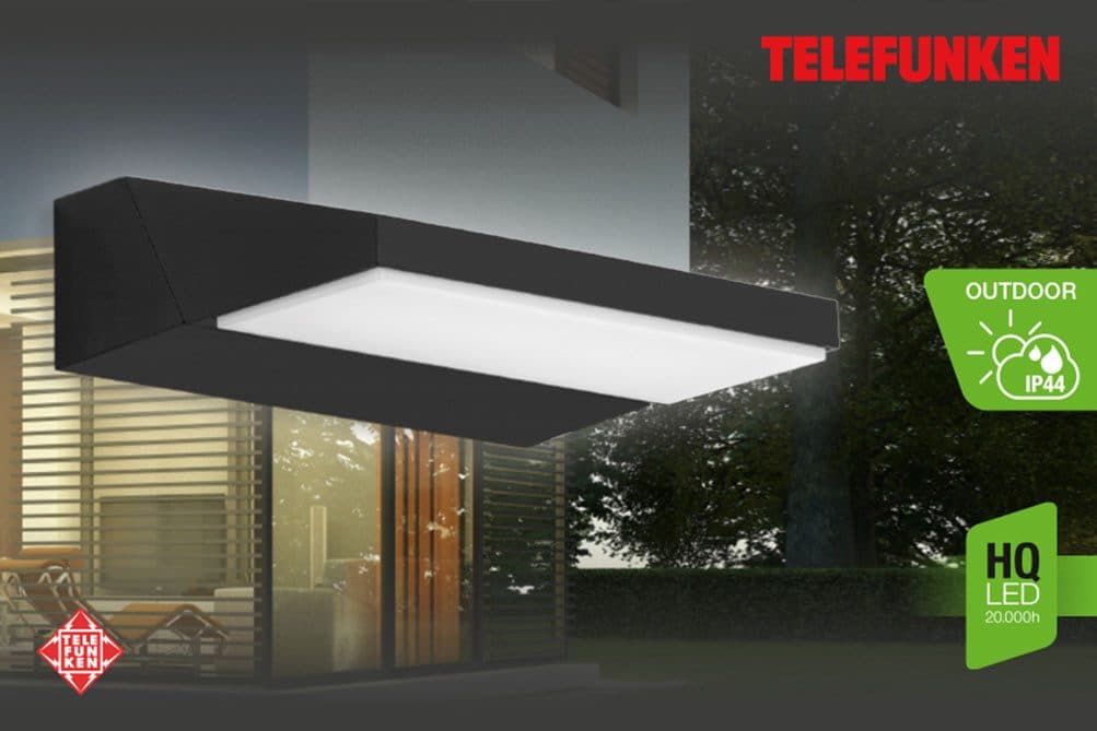 Telefunken LED-Außenwandleuchte Bergen drehbar Schwarz 4.000K