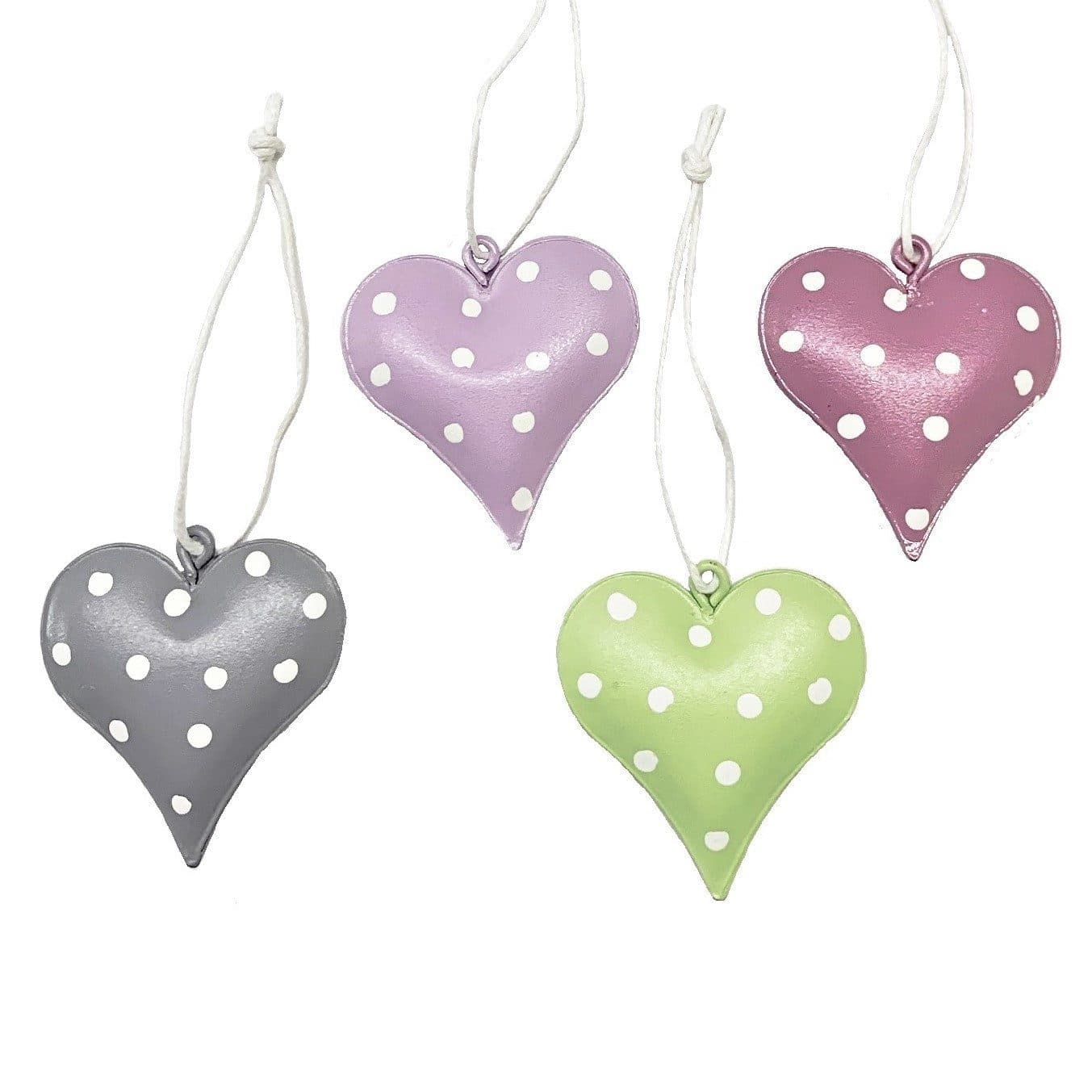 Dragimex Hängedekoration Metall Herz Set 4x Grau Grün Rosa Hellrosa