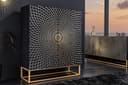 riess-ambiente Highboard ILLUSION 120cm Schwarz/Gold 3D Schnitzereien Bild 2
