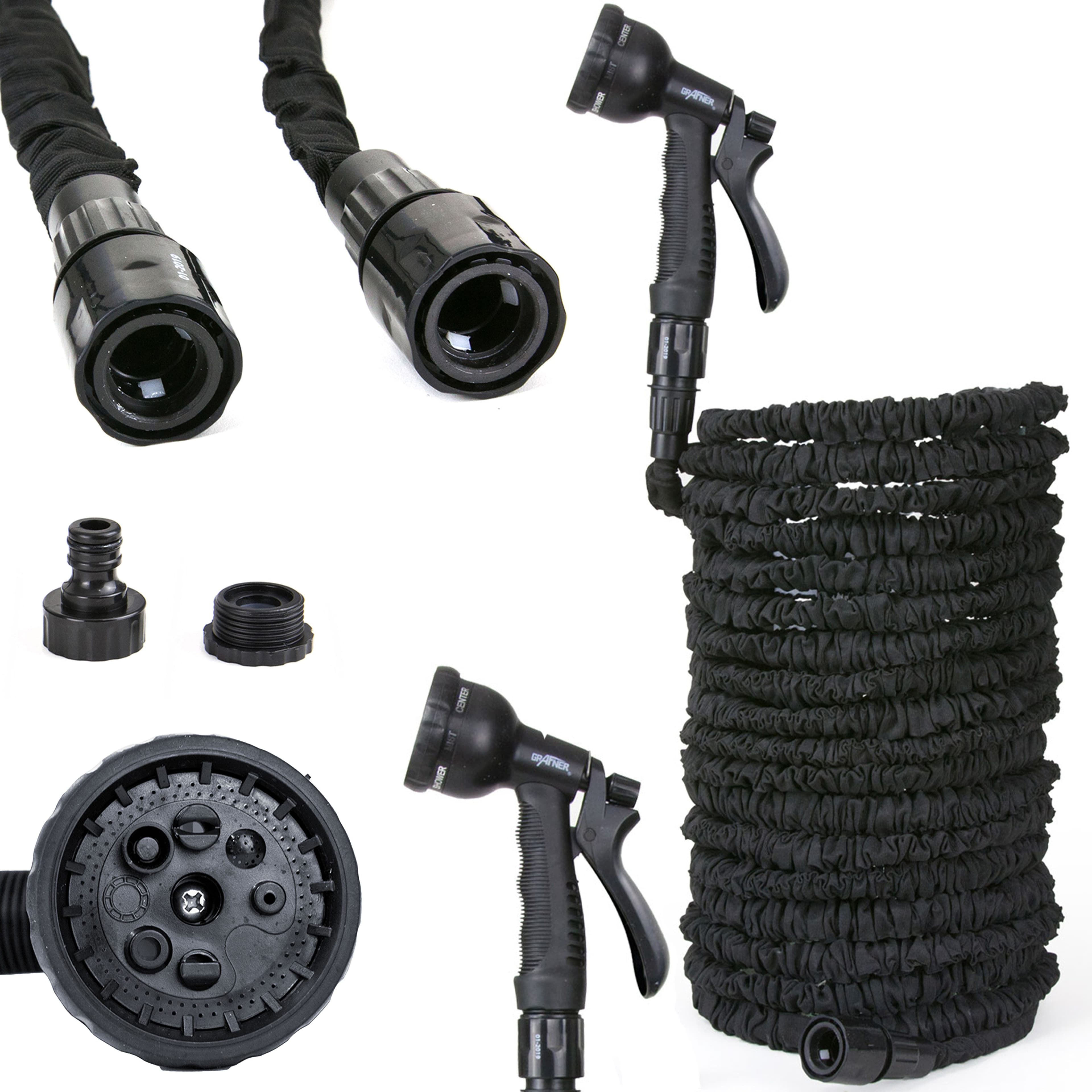 Grafner Flexibler Gartenschlauch 30m Schwarz mit Multifunktionsbrause - Bild 2