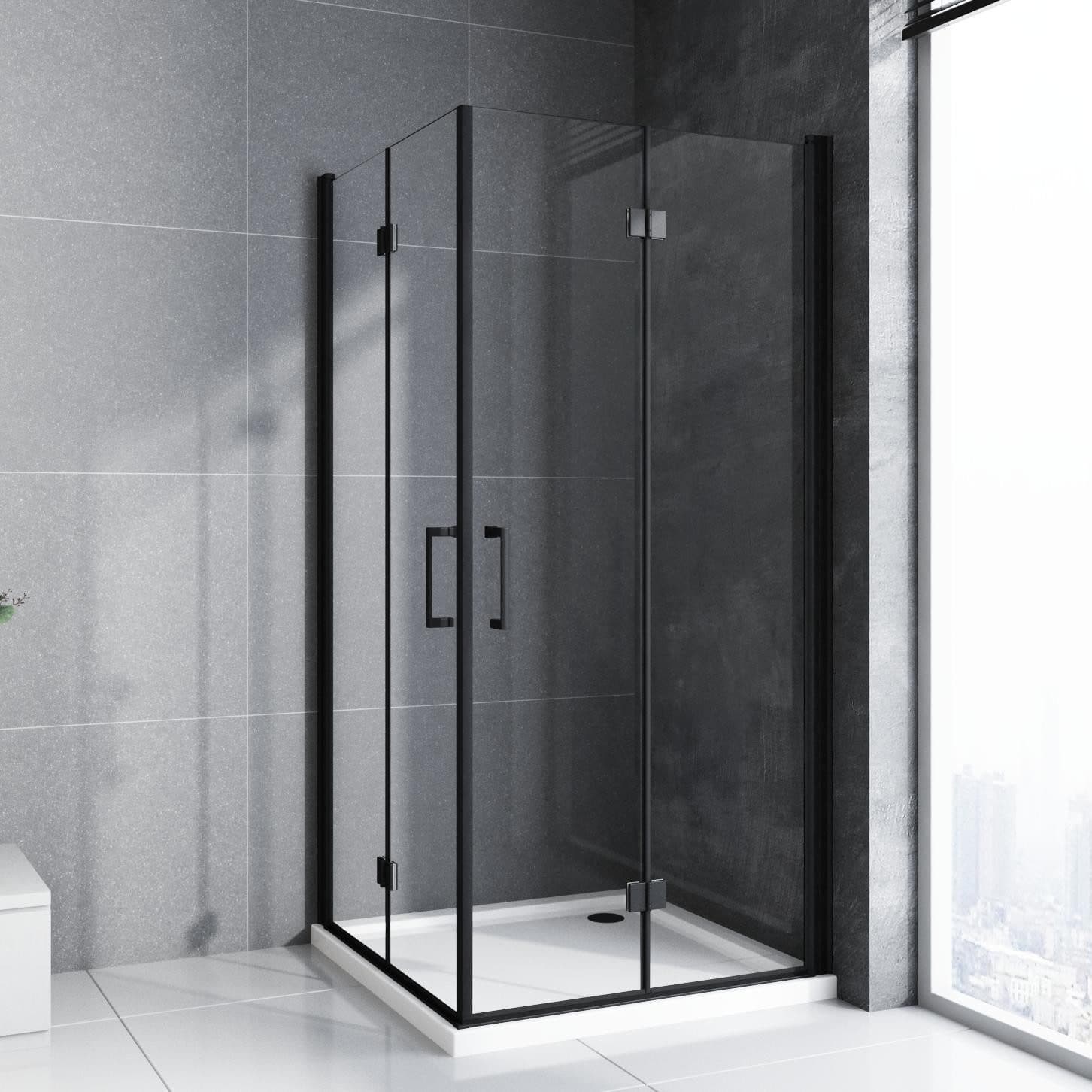 Boromal Eckdusche 180° Falttür 5mm NANO Glas Schwarz - Bild 2
