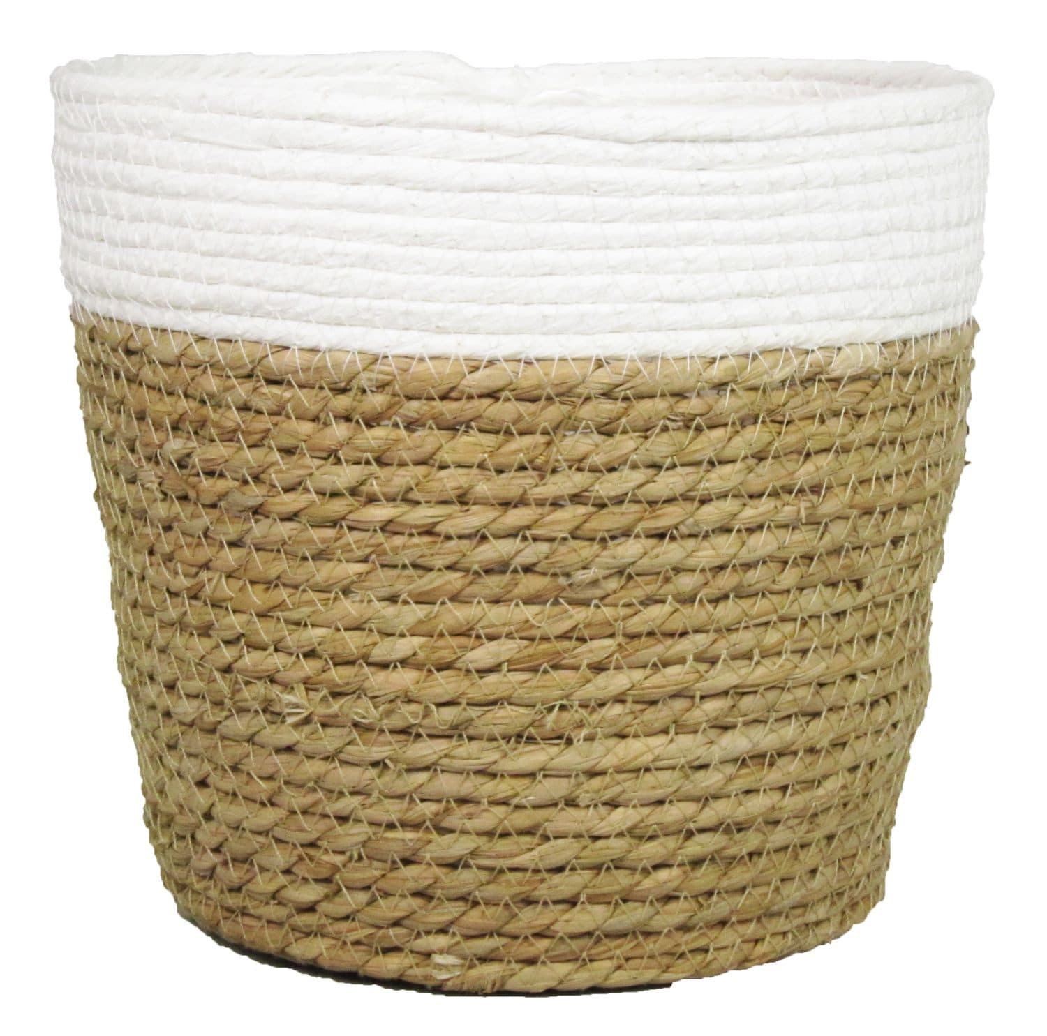 INNA-Glas Übertopf Pflanztopf Dominga weiß-beige Glas