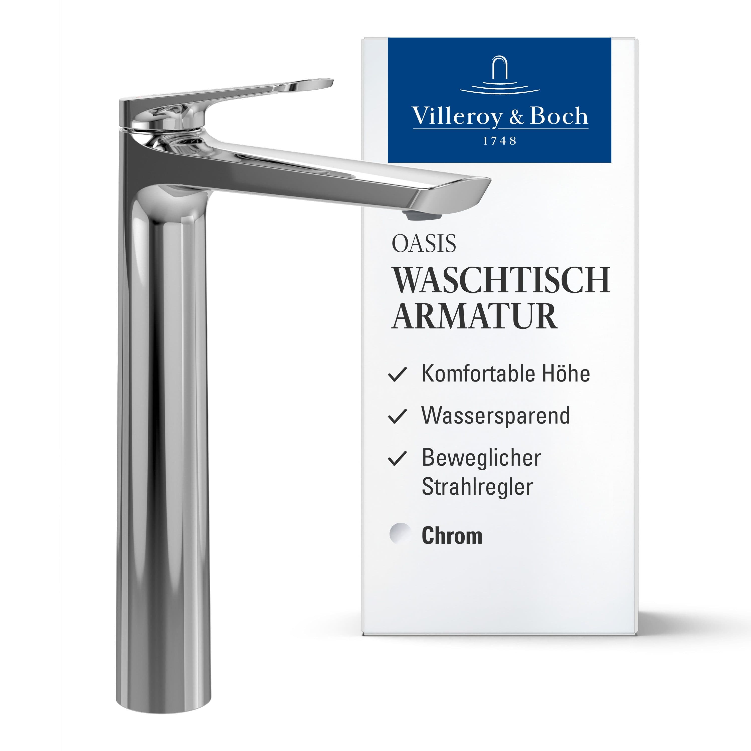 Villeroy & Boch Oasis Waschtischarmatur Silber Chrom mit Keramikkartuche - Bild 2