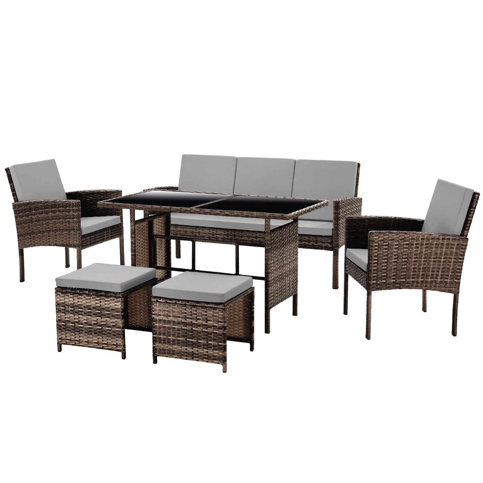 SVITA Gartenlounge-Set DENVER 6-tlg. Braun/Grau Polyrattan mit Kissen - Bild 2